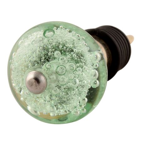 Mint Bubble Glass Wine Stopper in Golden Fitting